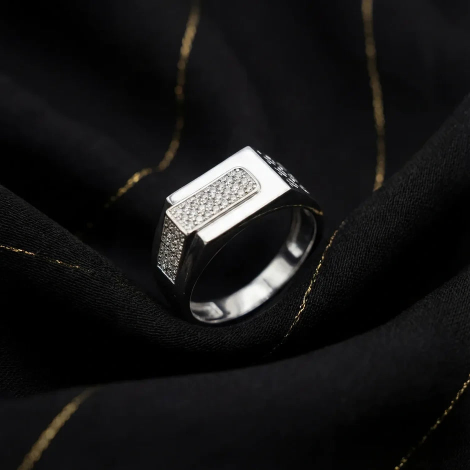 925 Sterling Silver Men's Ring with CZ Stones