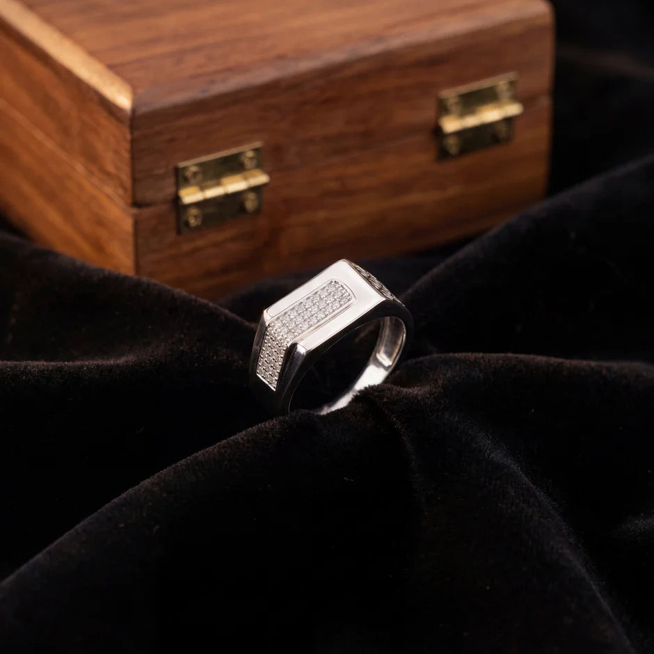 925 Sterling Silver Men's Ring with CZ Stones