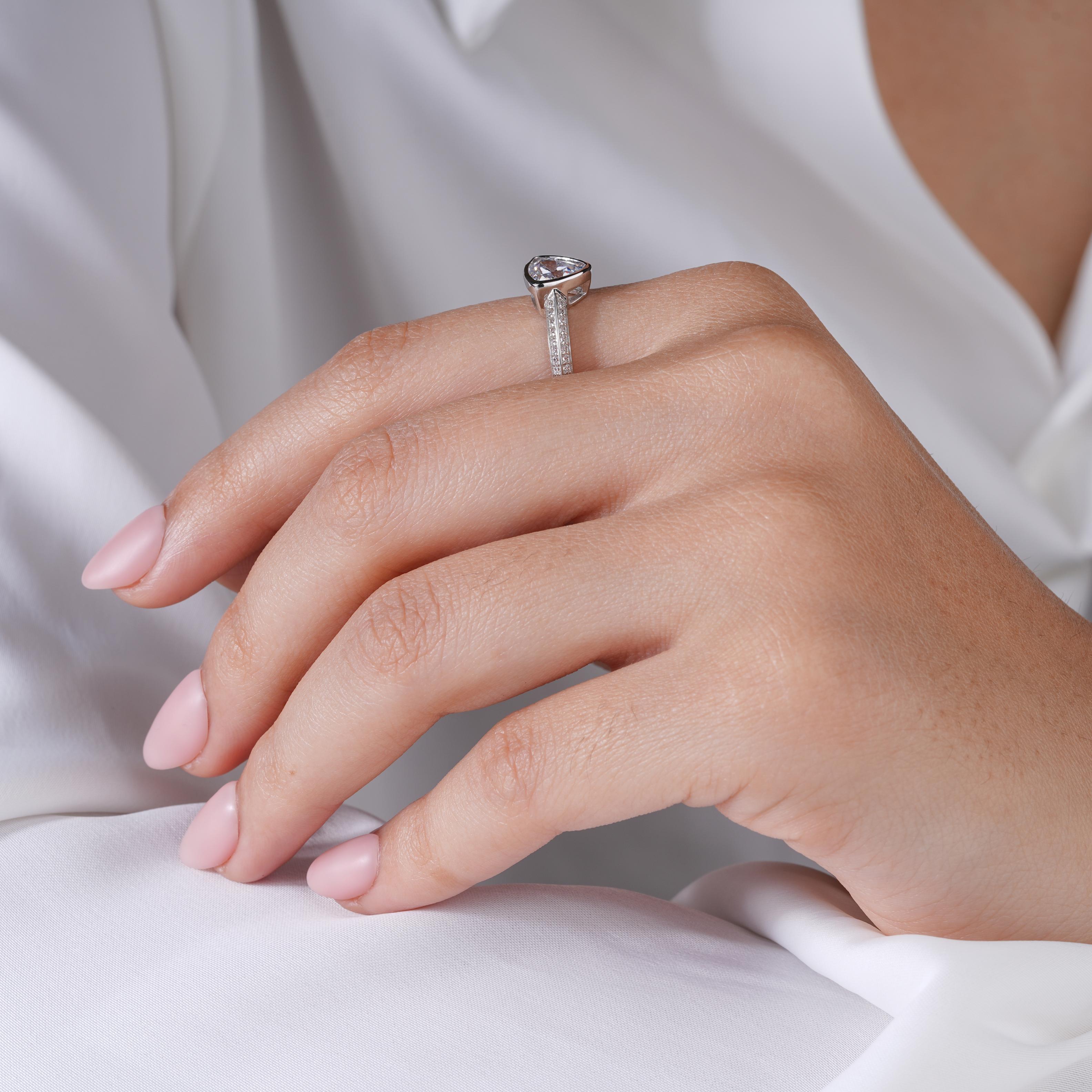 Trillion Cut White Diamond 925 Sterling Silver Ring for Women