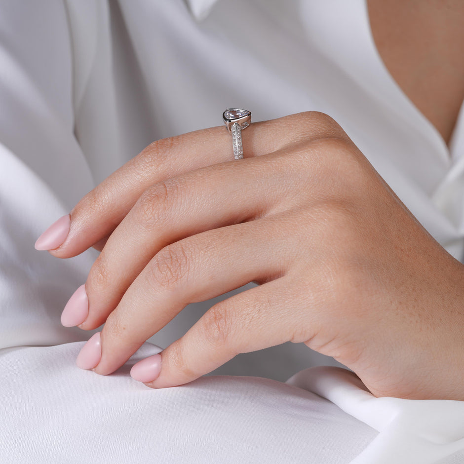 Trillion Cut White Diamond 925 Sterling Silver Ring for Women