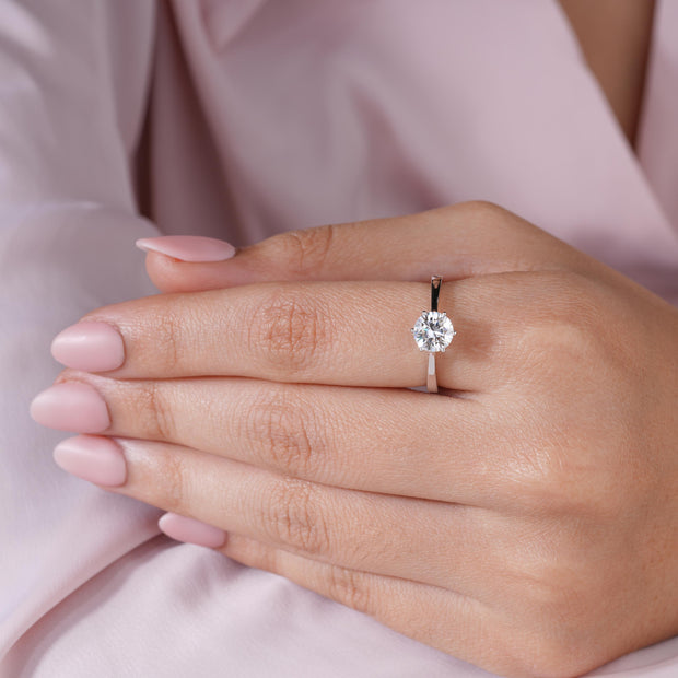 Round brilliant Centre Stone 925 Sterling Silver Solitaire Ring for Women