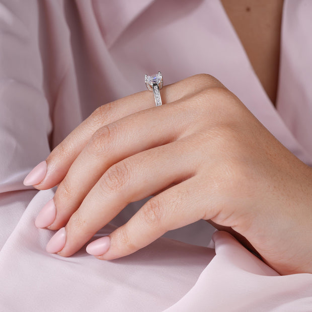 Silver Square Stone 925 Sterling Silver Ring for Women