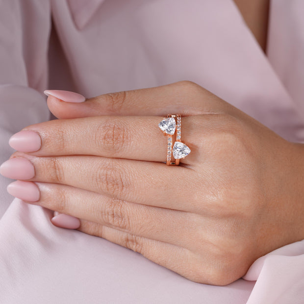 Trillion Diamond Open Band 925 Sterling Silver Rose Gold Ring for Women