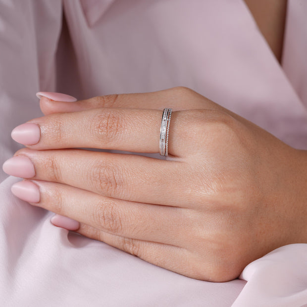 Classic White Diamond Eternity 925 Sterling Silver Ring for Women