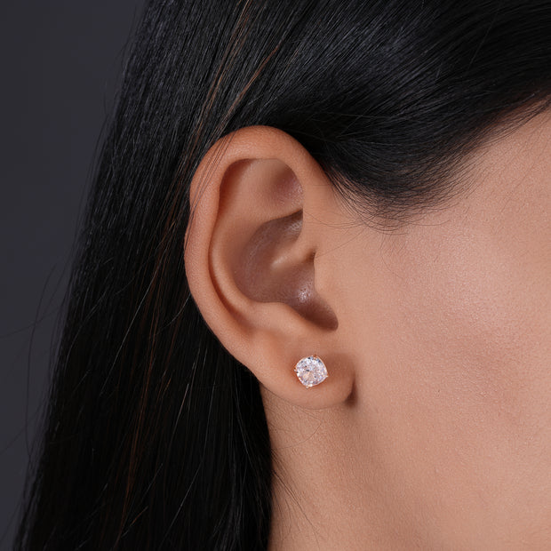 Blush Radiance Diamond CZ 925 Sterling Silver Rose Gold Stud Earrings for Women