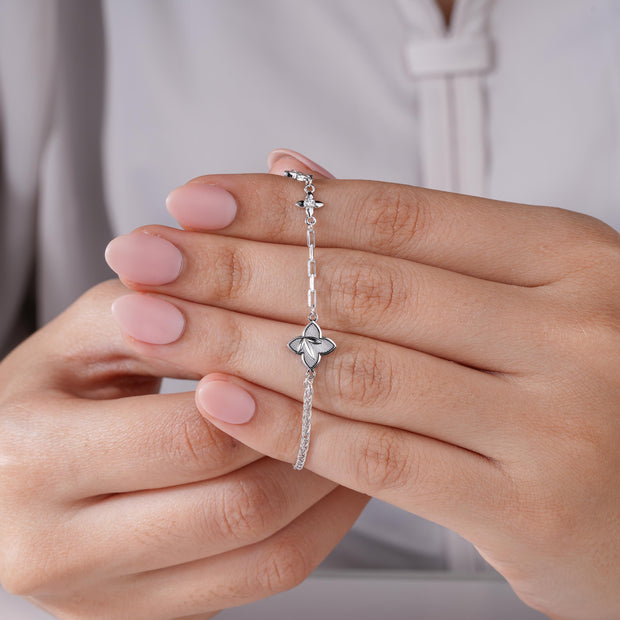 Floral Motif Design 925 Sterling Silver Bracelet for Women