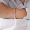 Diamond Pink Heart Design Line 925 Sterling Silver Rose Gold Bracelet for Women
