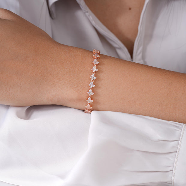 Butterfly Cascade Diamond Bracelet in 925 Sterling Silver Rose Gold Bracelet for Women