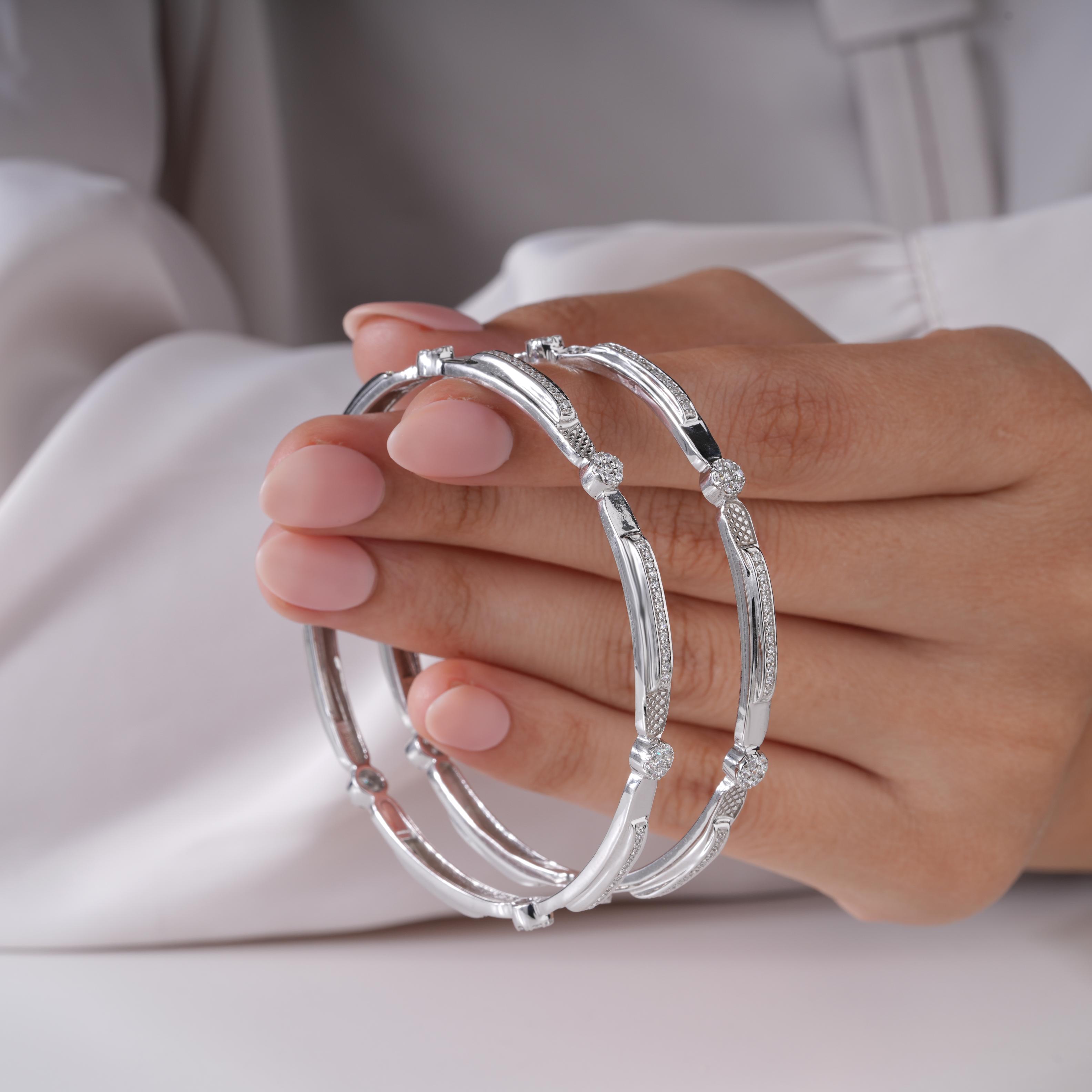 Aurora Sparkle Sterling 925 Silver Bangle for Women