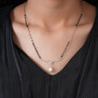 Minimal Black Bead Chain with Pearl Drop 925 Sterling Silver Mangalsutra for Women
