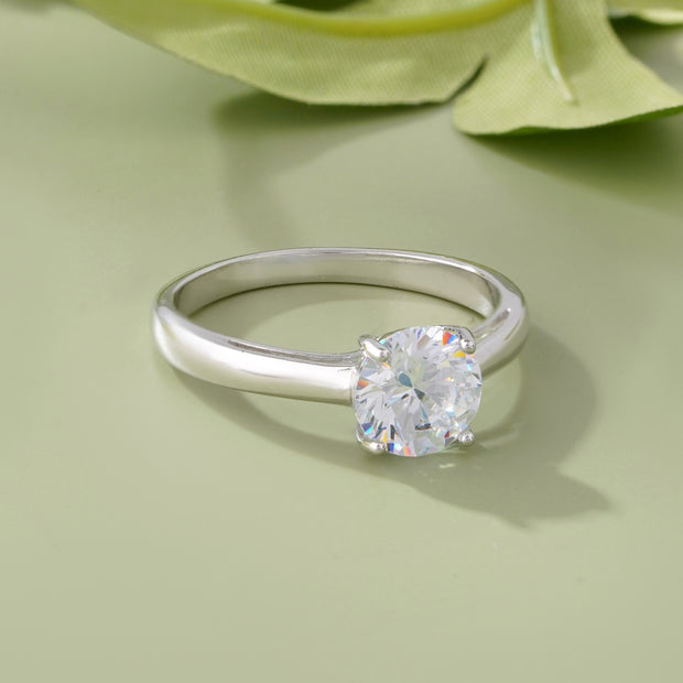 Round Cut Lab-Grown Diamond 925 Sterling Silver Solitire Ring for Women