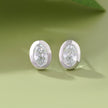 Oval Cut Diamond Round Design 925 Sterling Silver Stud Earrings for Women