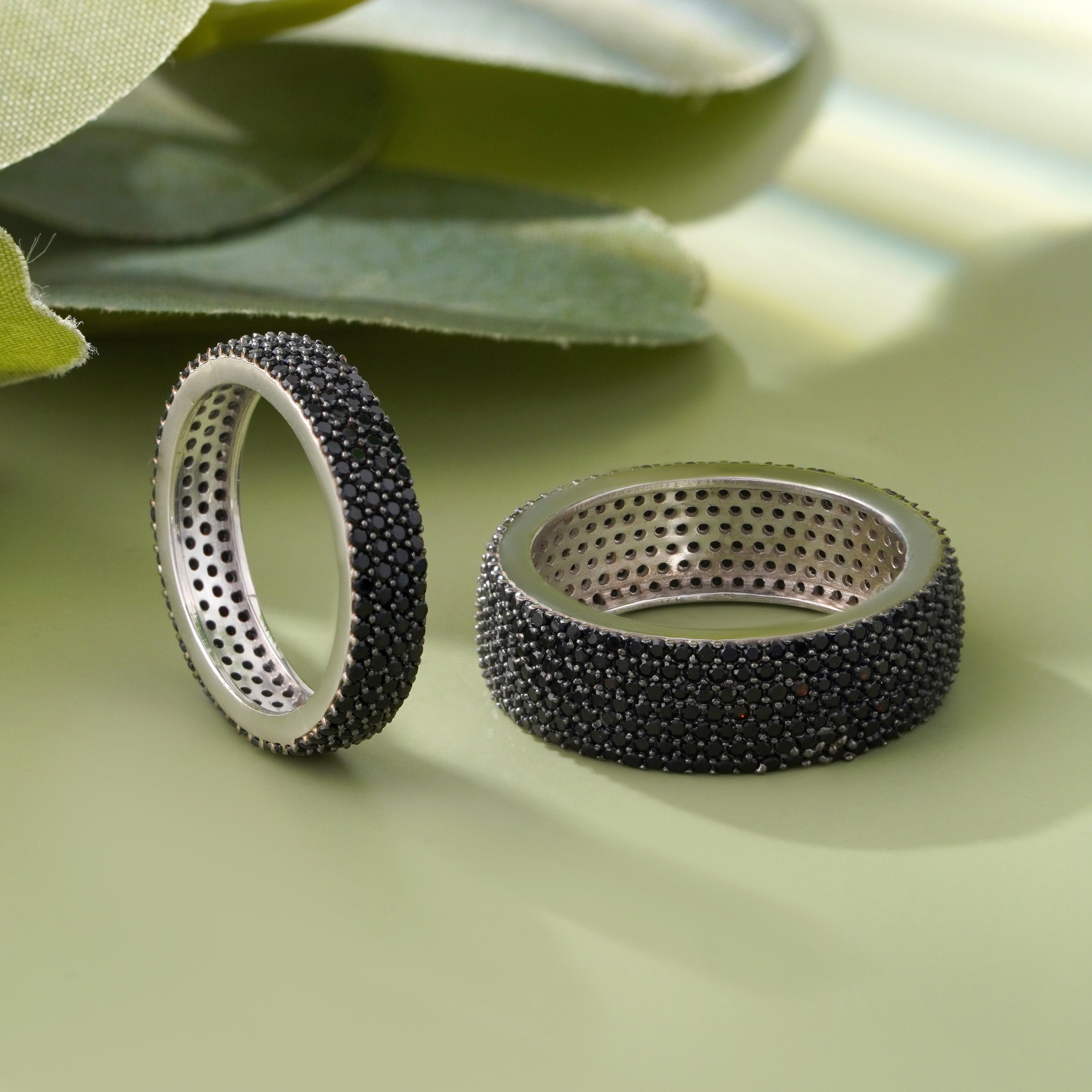 Black Diamond Eternity 925 Sterling Silver Couple Band for Men