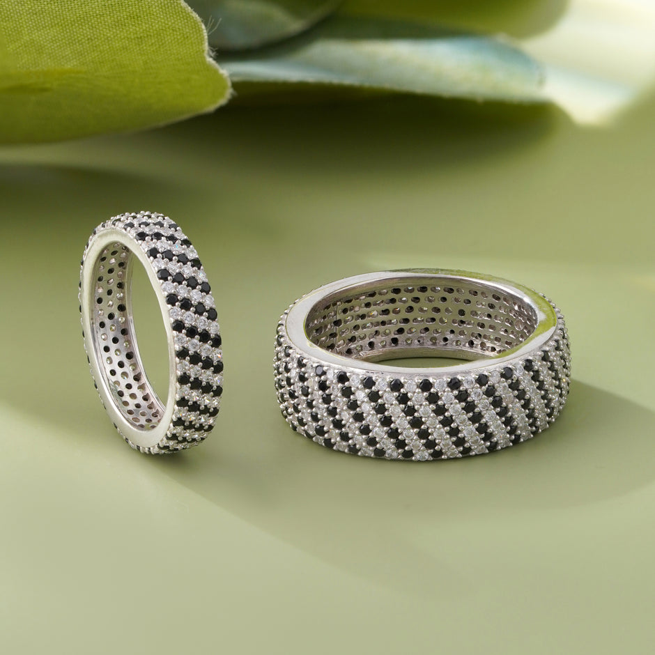 Bold Luxe Diamond CZ 925 Sterling Silver Couple Band for Men