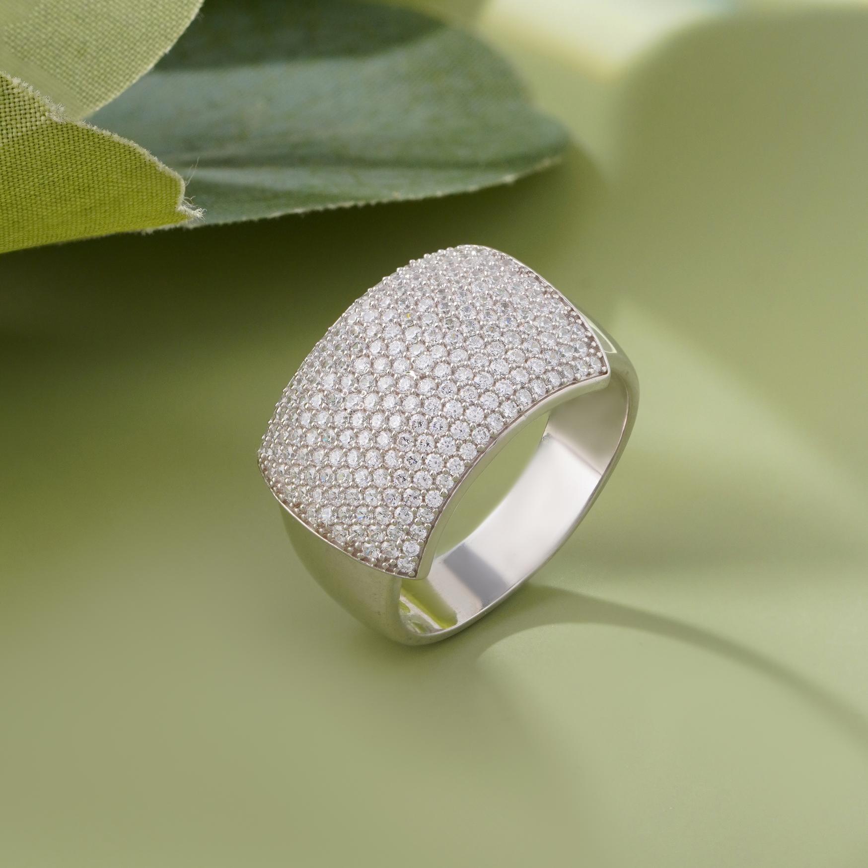 Luxury Diamond Dome Ring for Men in Sterling 925 Silver