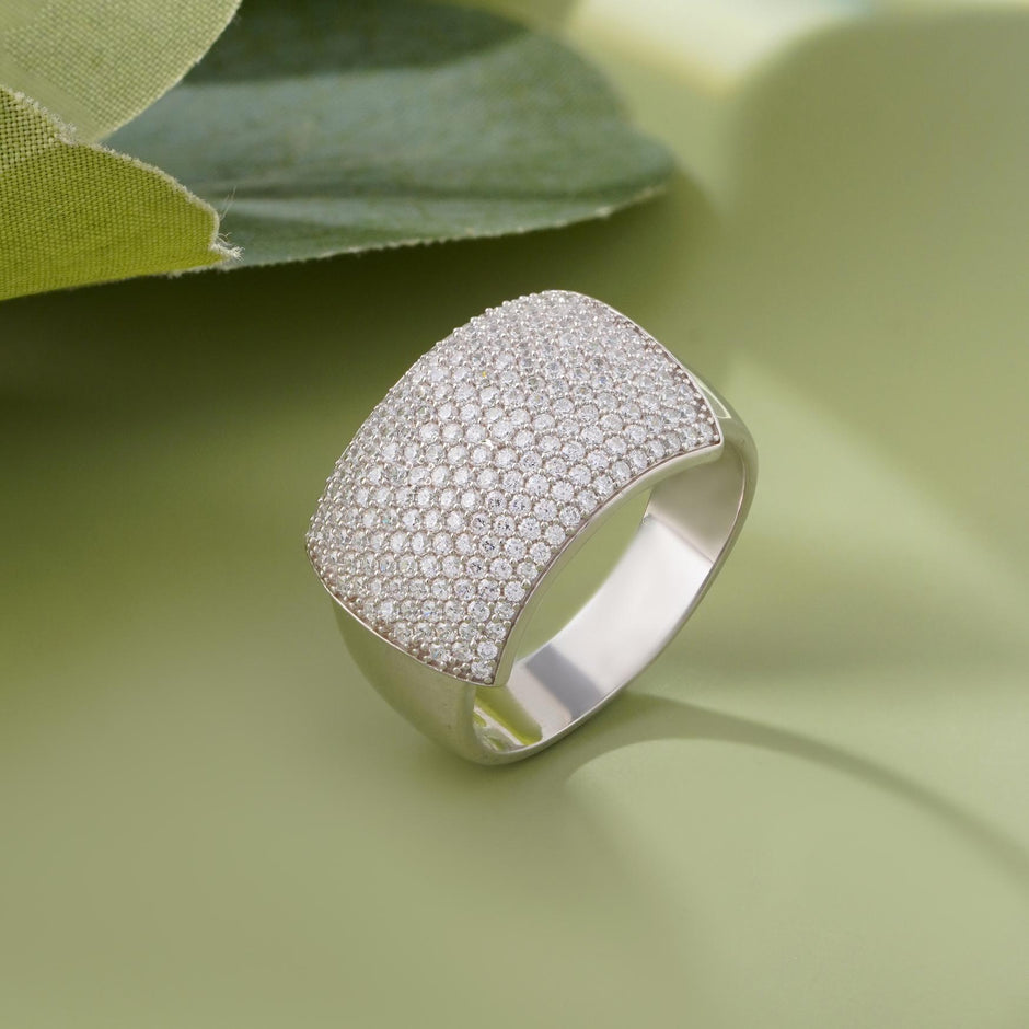 Luxury Diamond Dome Ring for Men in Sterling 925 Silver