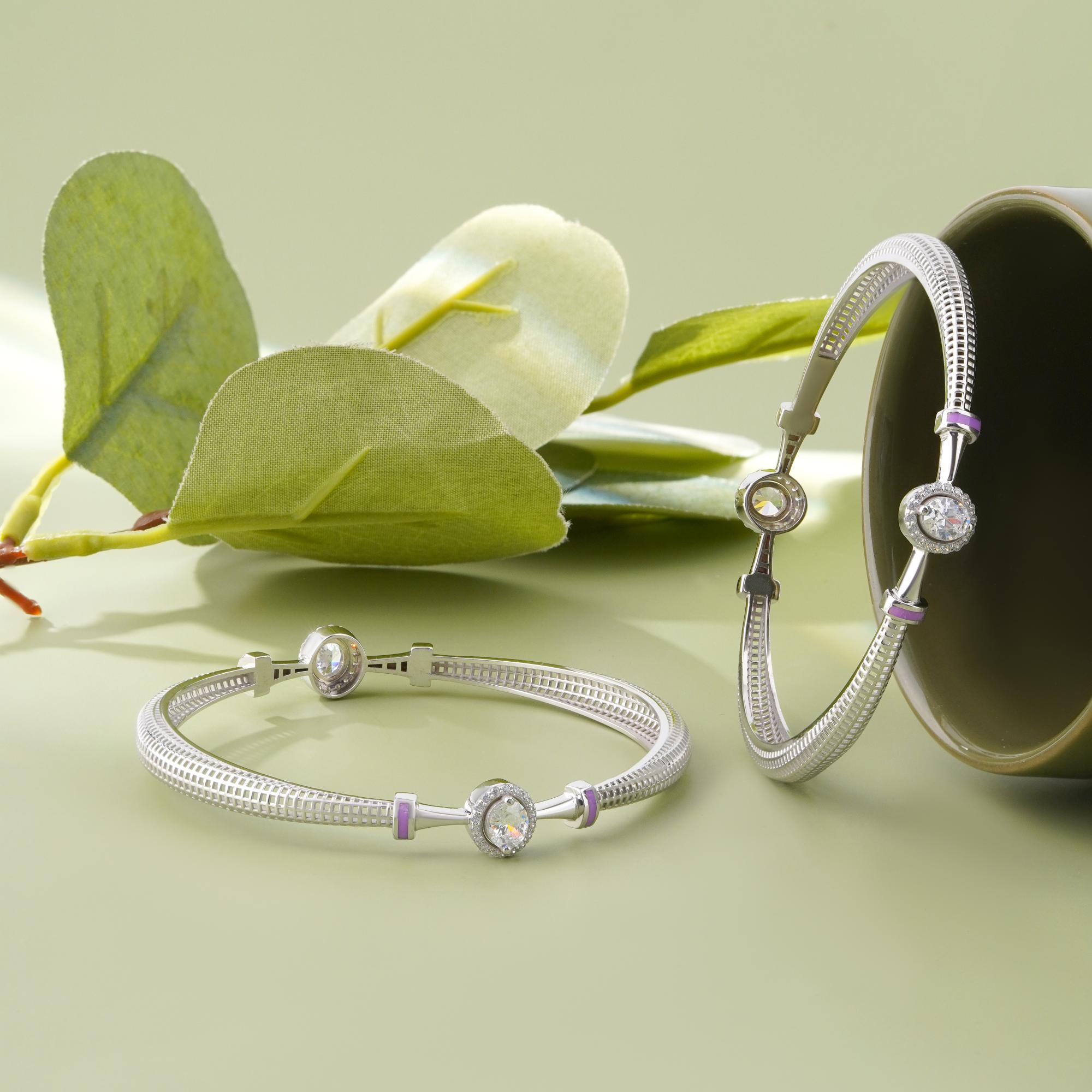 Aura Sparkle 925 Silver Mesh Bangle for Women