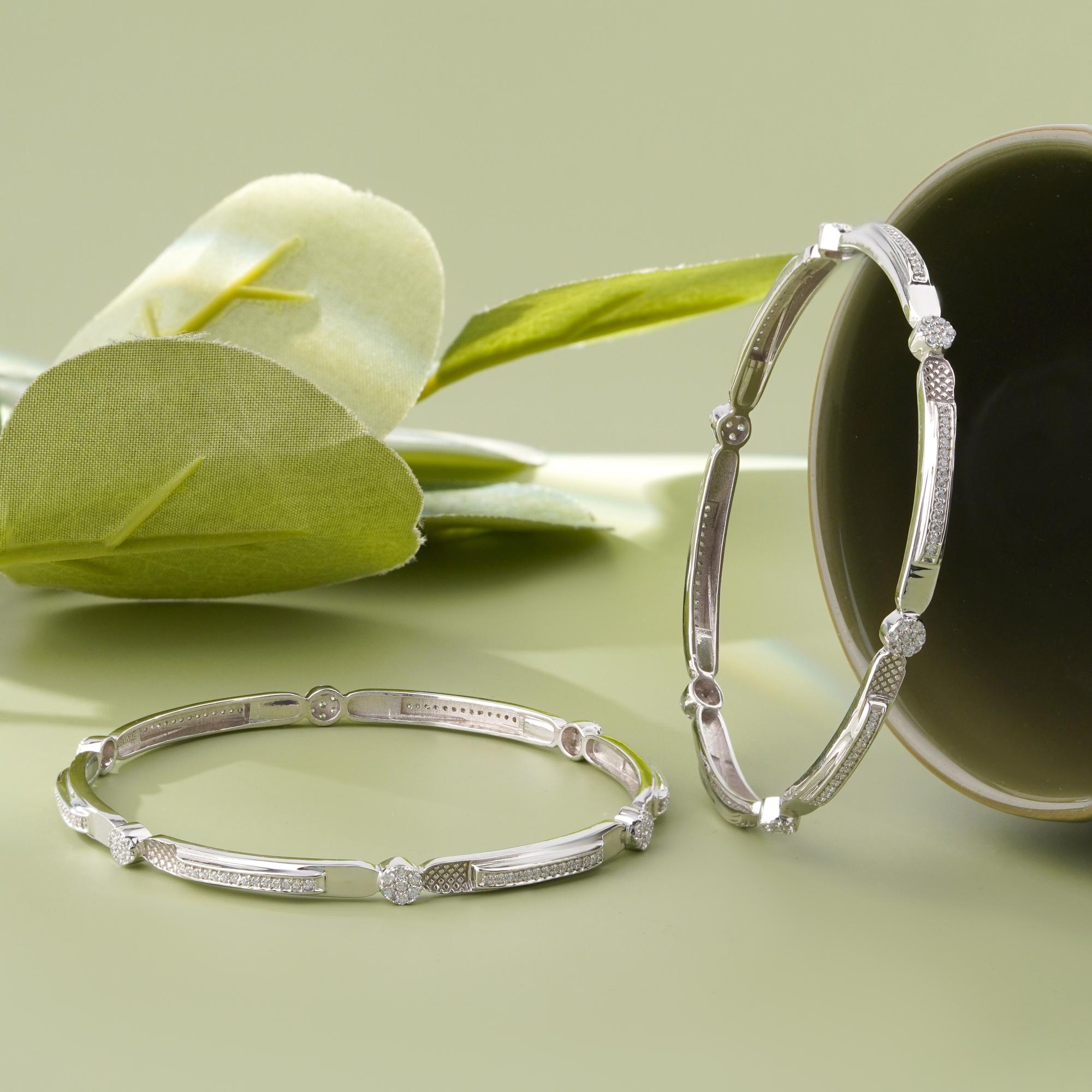 Aurora Sparkle Sterling 925 Silver Bangle for Women