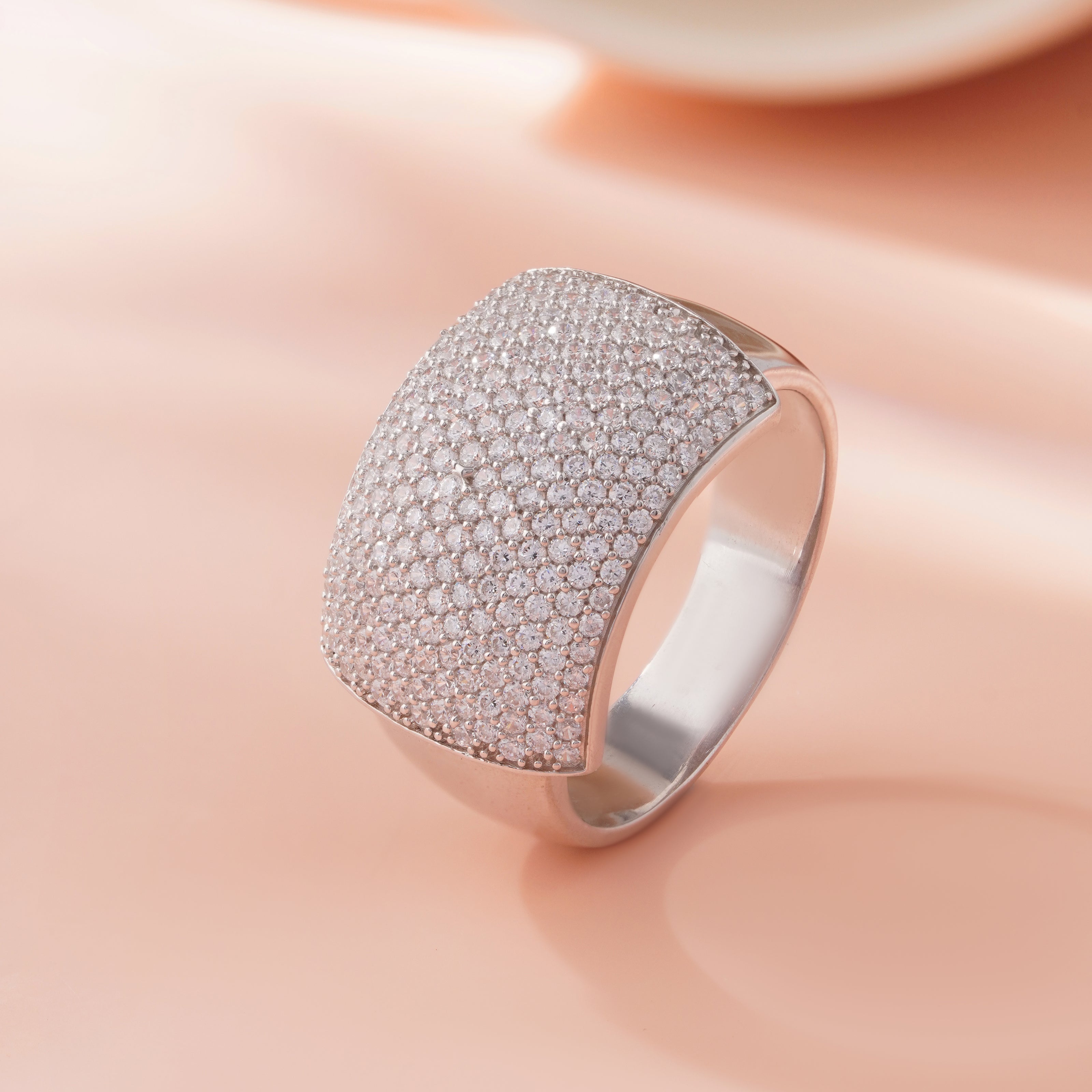 Luxury Diamond Dome Ring for Men in Sterling 925 Silver