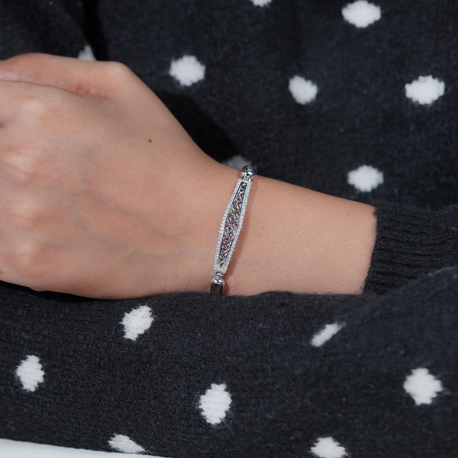 Modern Elegance CZ Sterling Silver Bracelet