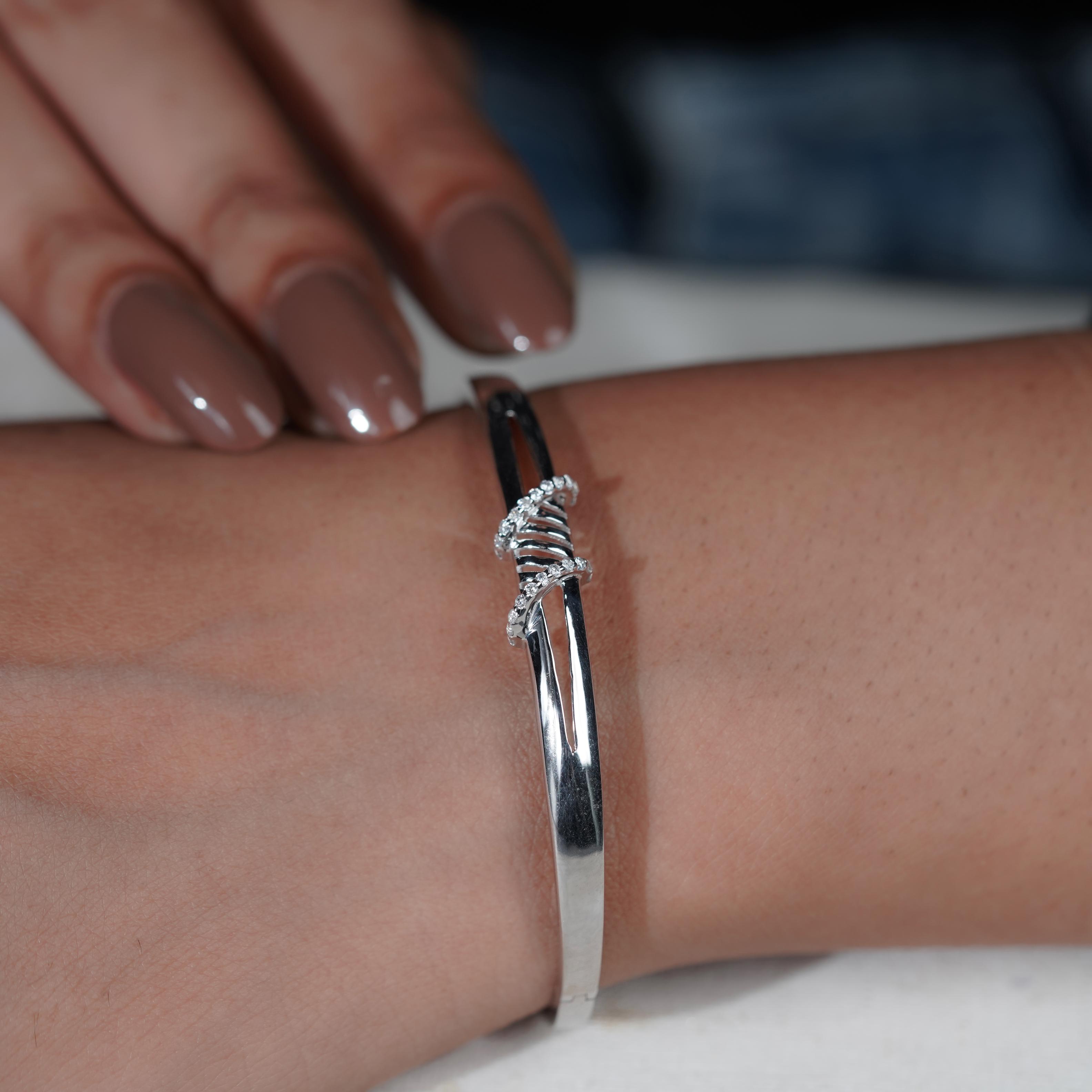 Twisted Spark CZ 925 Sterling Silver Bracelet for Women