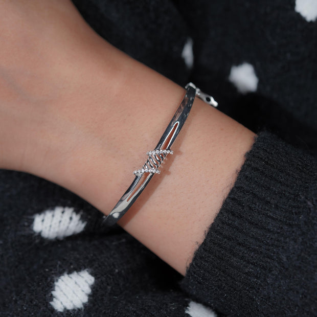 Twisted Spark CZ 925 Sterling Silver Bracelet for Women