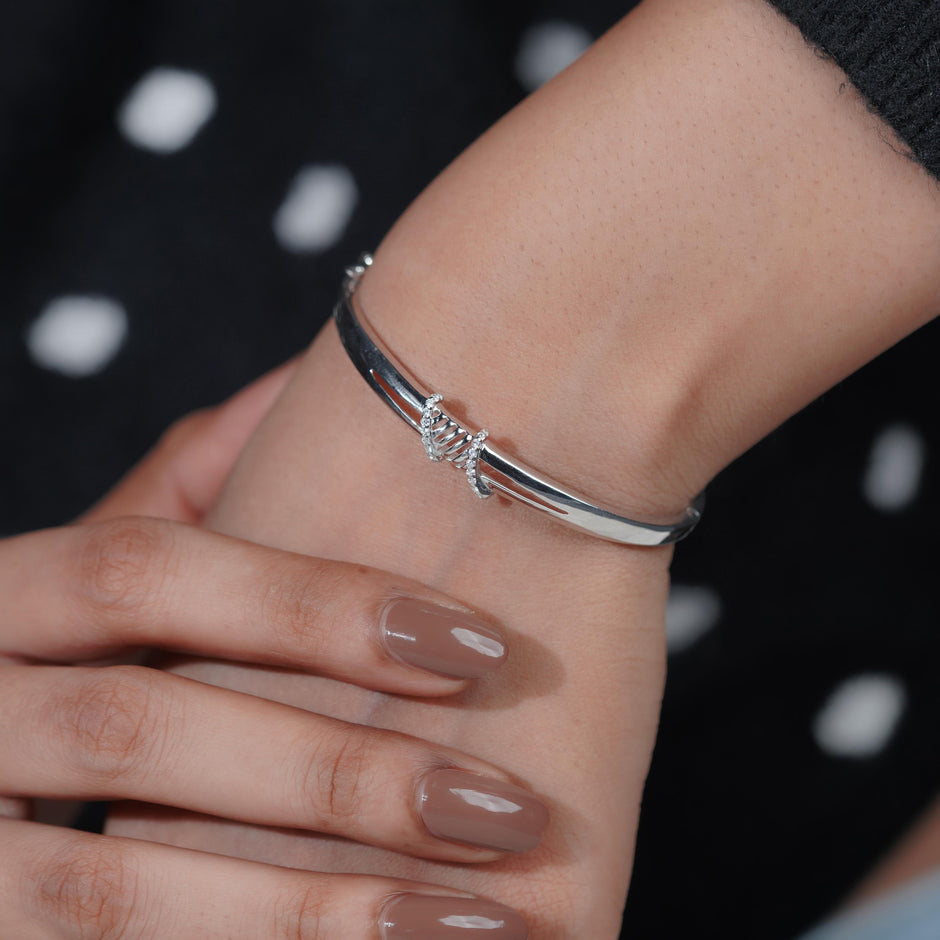 Twisted Spark CZ 925 Sterling Silver Bracelet for Women