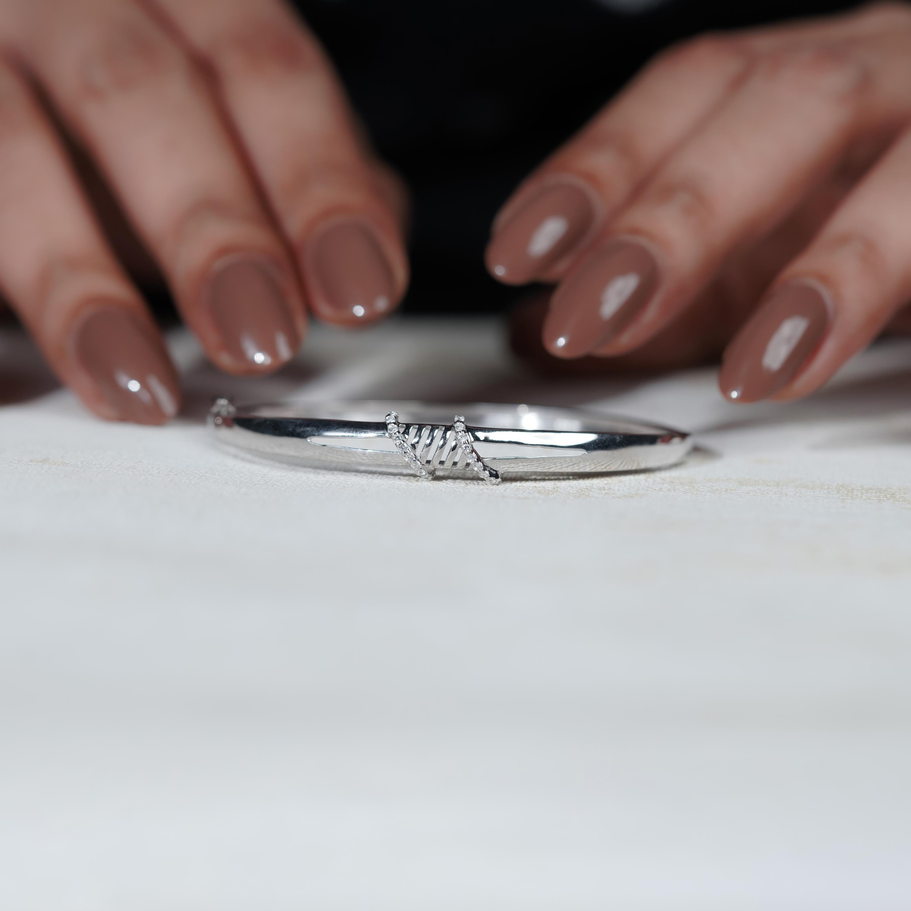 Twisted Spark CZ 925 Sterling Silver Bracelet for Women