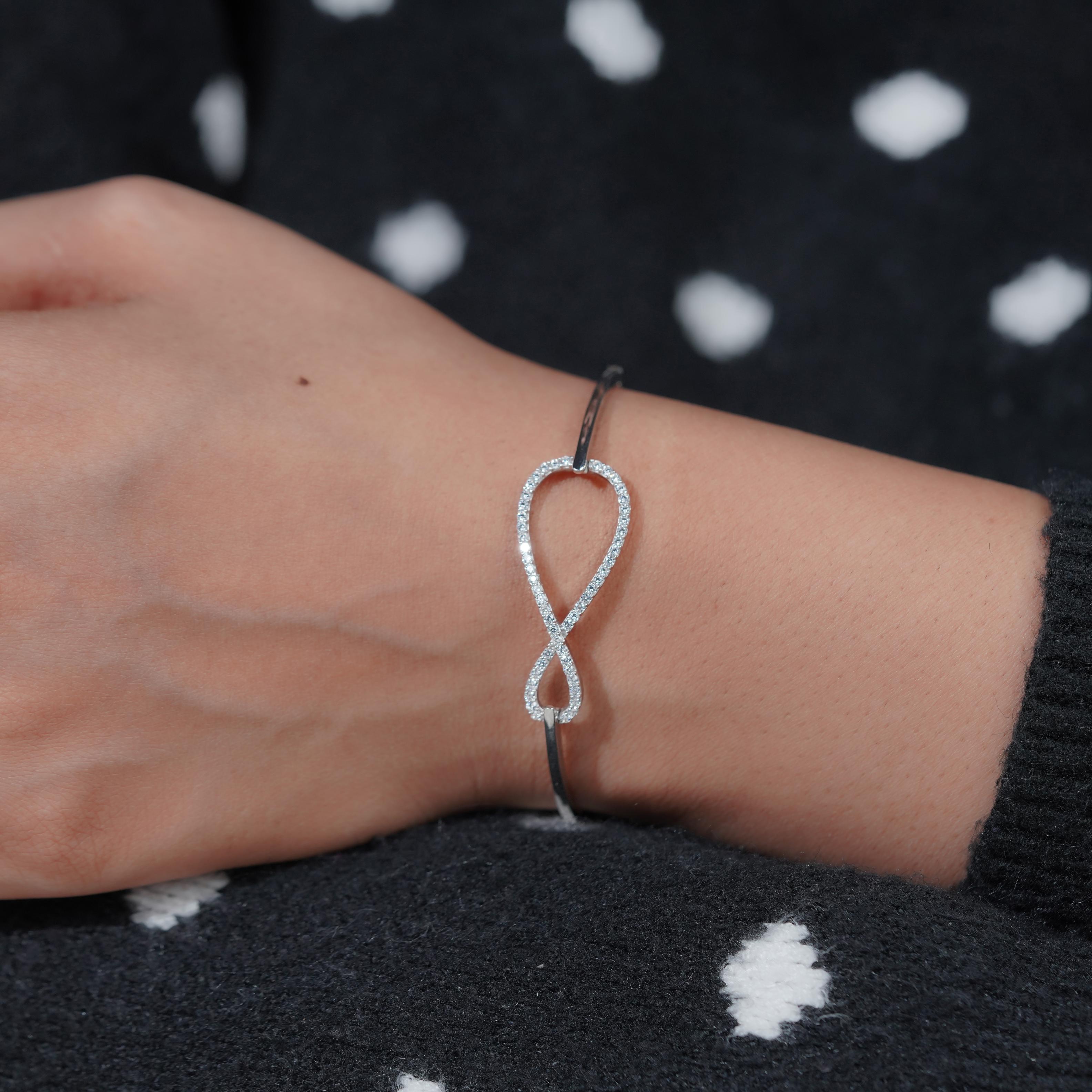 Infinity Design CZ 925 Sterling Silver Bracelet for Women