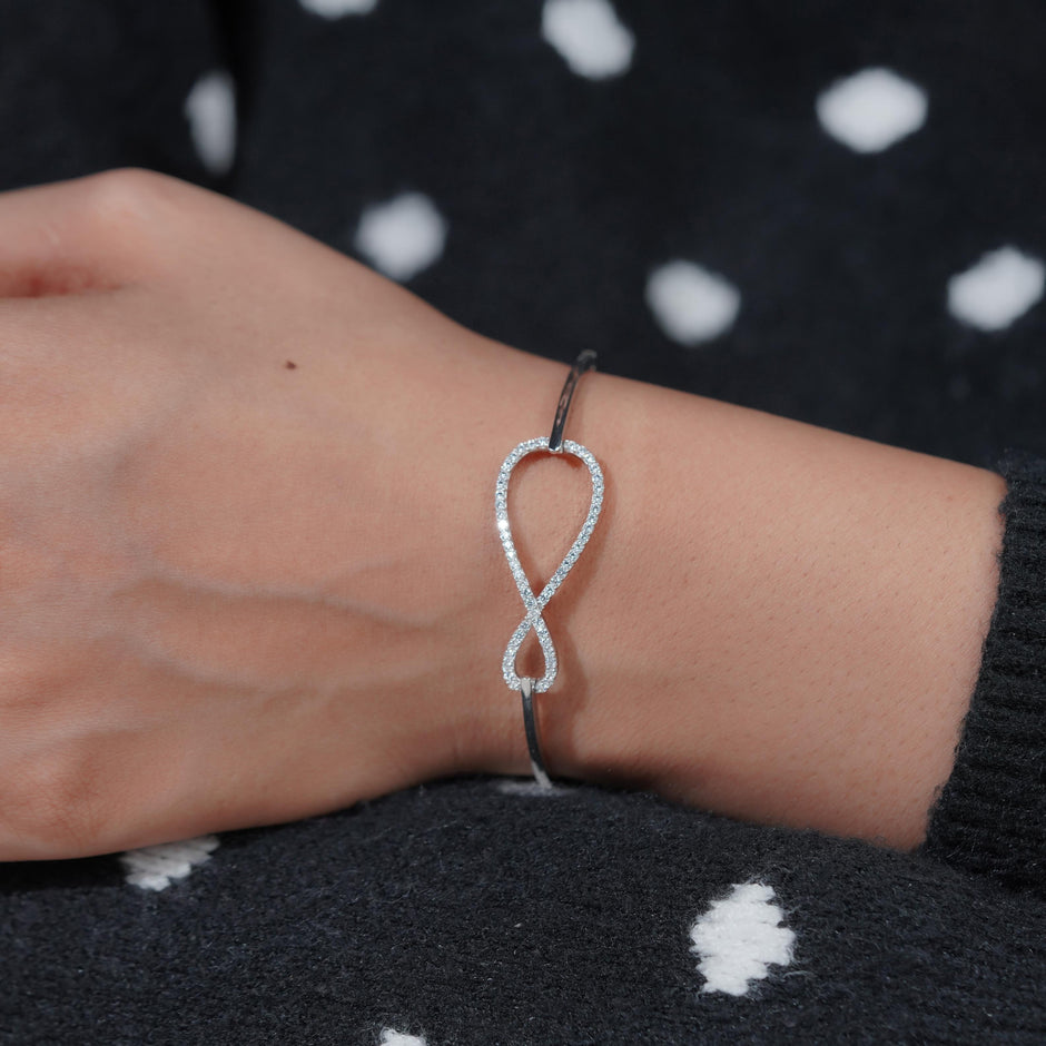 Infinity Design CZ 925 Sterling Silver Bracelet for Women