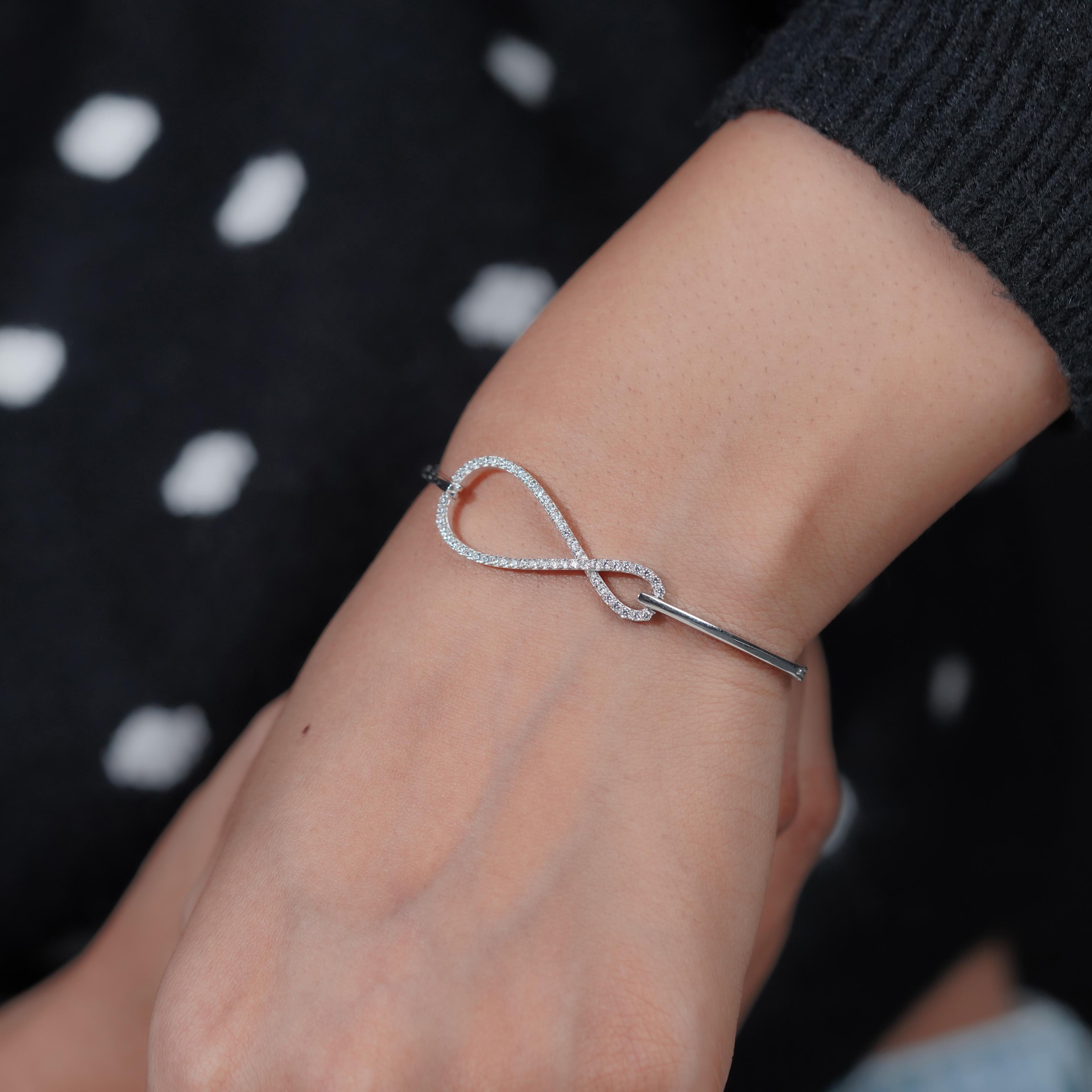 Infinity Design CZ 925 Sterling Silver Bracelet for Women