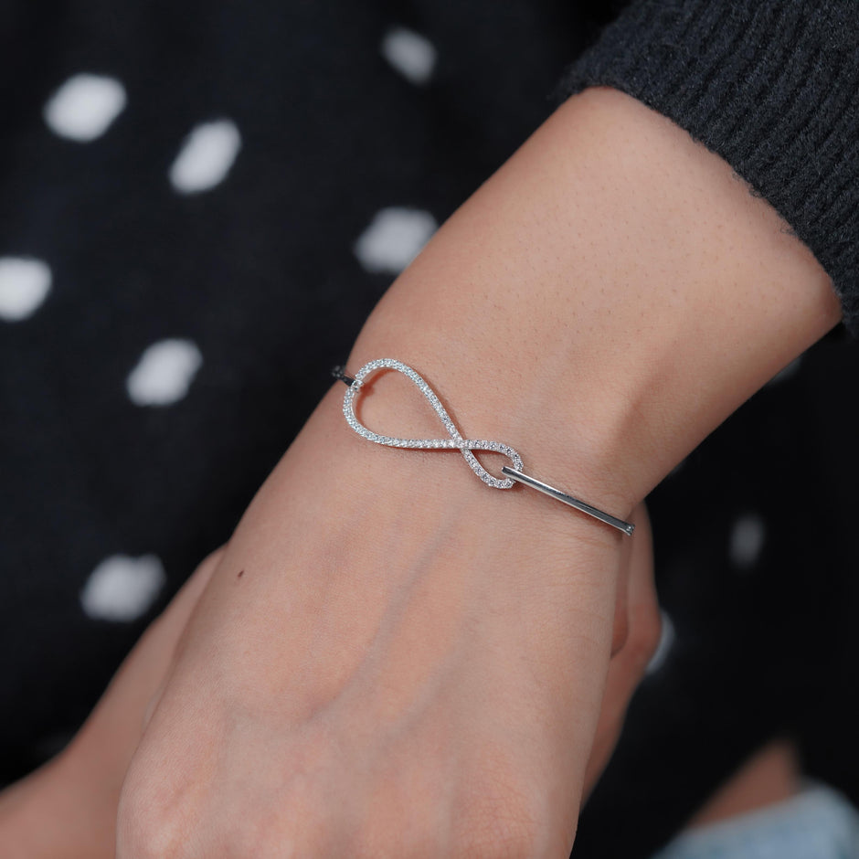 Infinity Design CZ 925 Sterling Silver Bracelet for Women