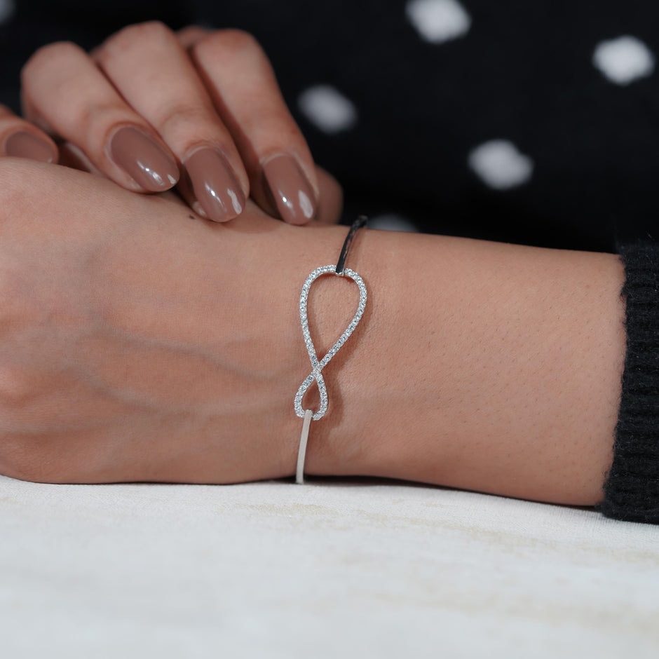 Infinity Design CZ 925 Sterling Silver Bracelet for Women
