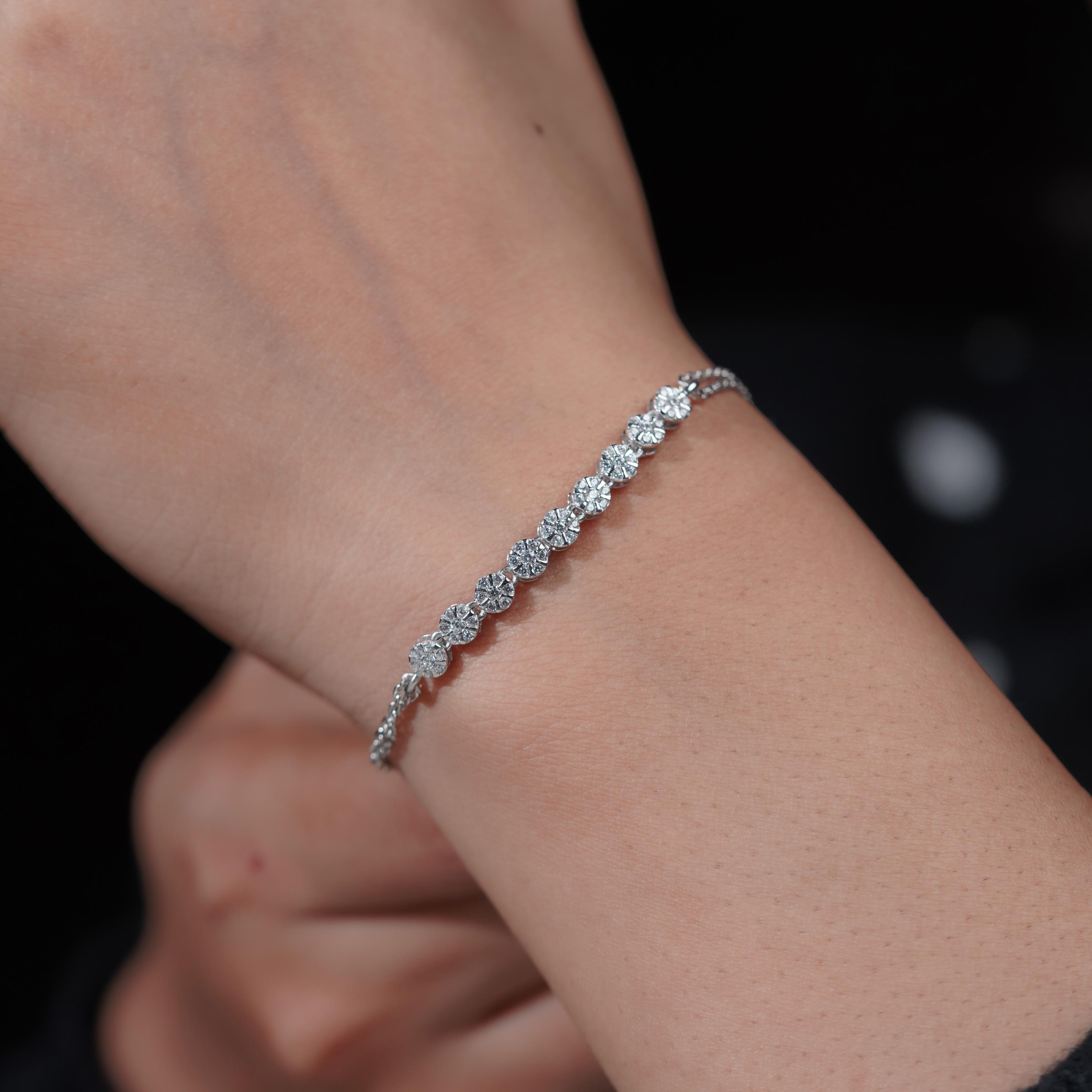 Classic Floral CZ 925 Sterling Silver Bracelet for Women
