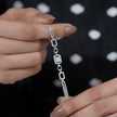 Geometric CZ Link 925 Sterling Silver Bracelet for Women
