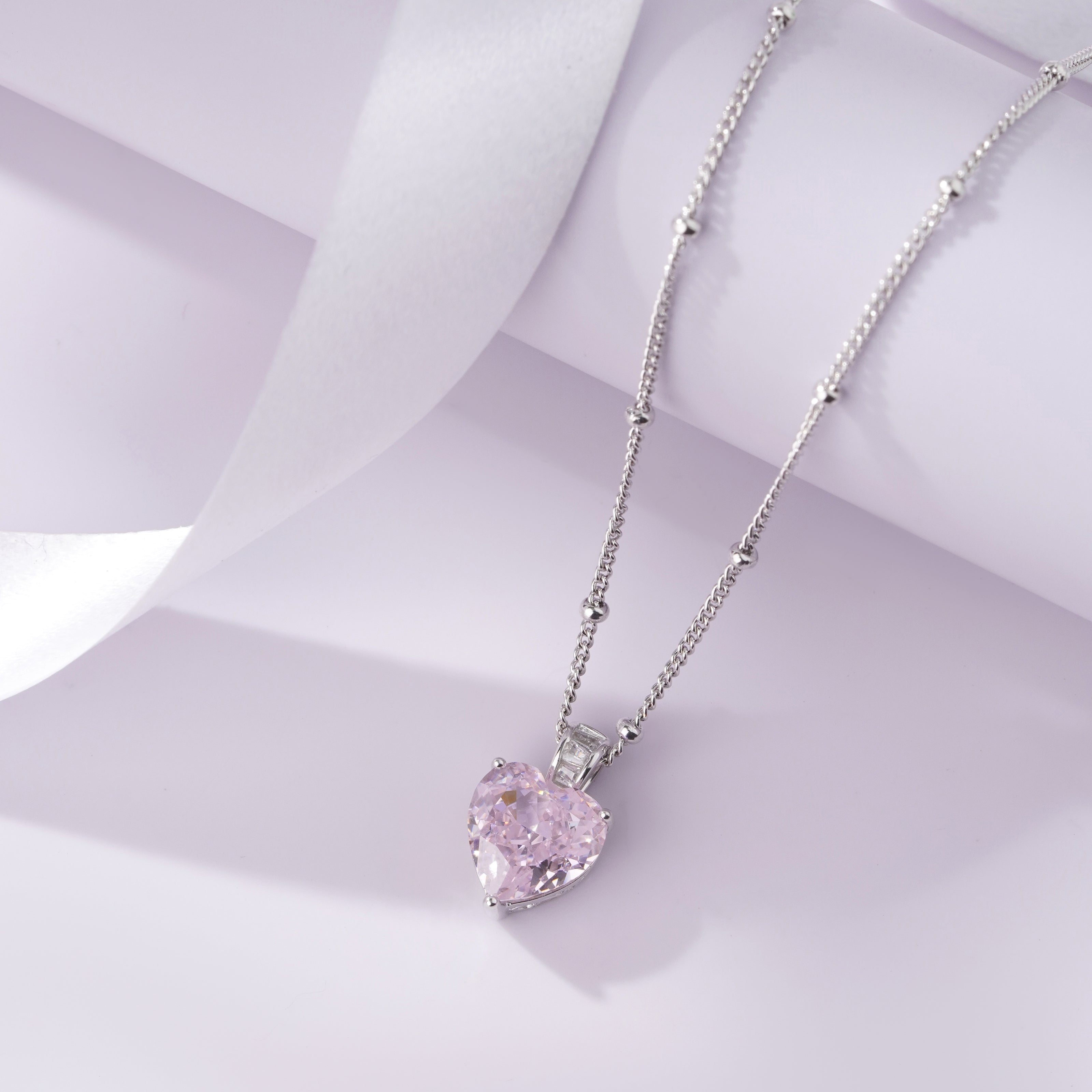 Heart Shape Radiance Diamond 925 Sterling Silver Pendant Chain for Women