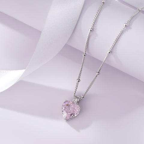 Heart Shape Radiance Diamond 925 Sterling Silver Pendant Chain for Women