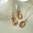 Rose Gold Teardrop Stone 925 Sterling Silver Rose Gold Pendant Set for Women