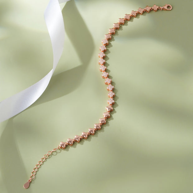 Diamond Bloom Link Bracelet in 925 Sterling Silver Rose Gold  Bracelet for Women