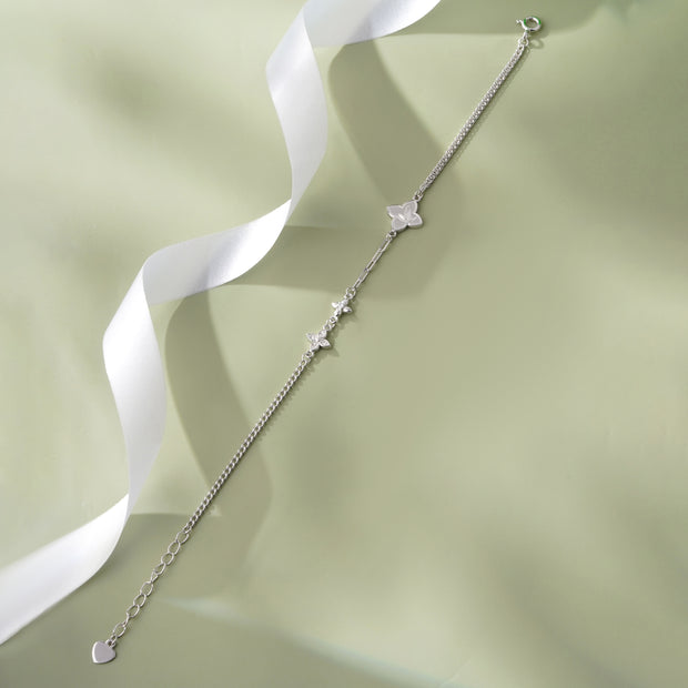 Floral Motif Design 925 Sterling Silver Bracelet for Women