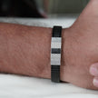 Black Rubber CZ 925 Sterling Silver Bracelet for Men