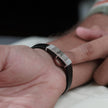 Black Rubber CZ 925 Sterling Silver Bracelet for Men