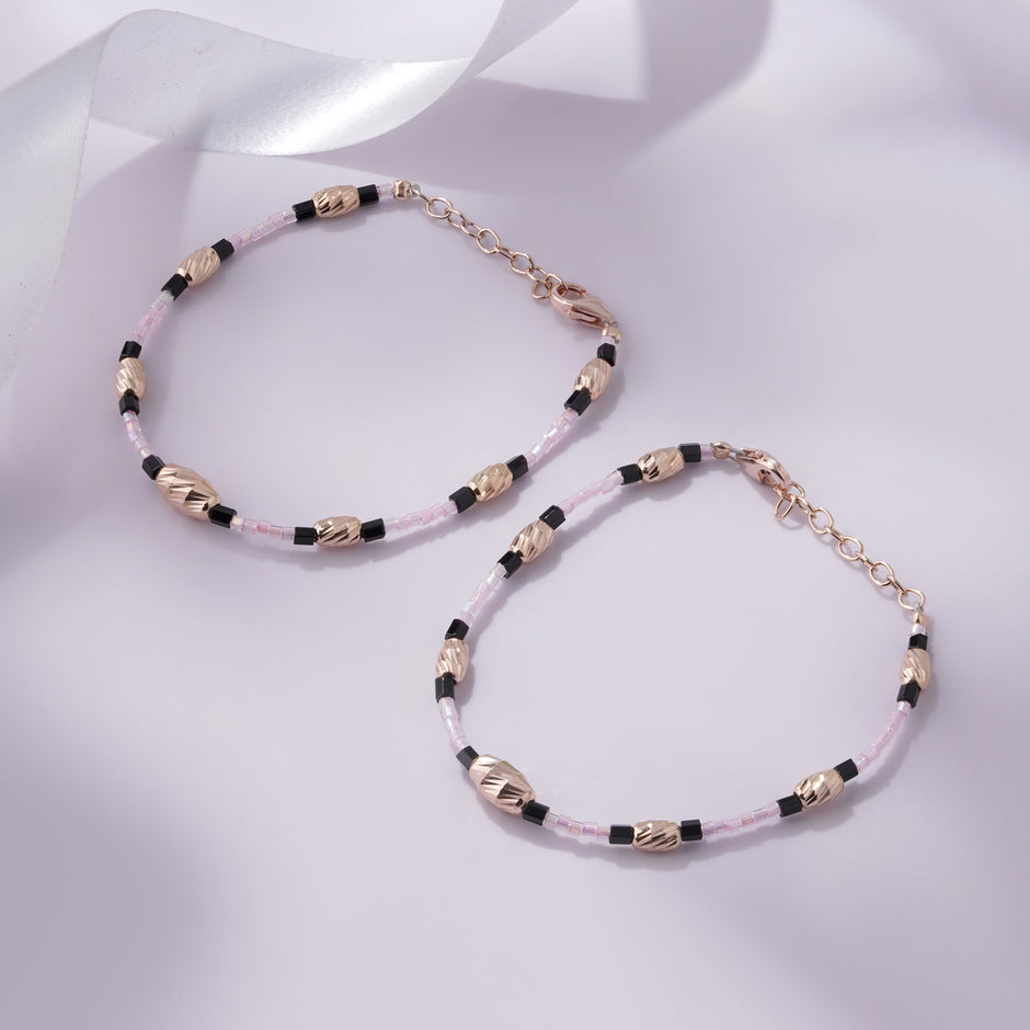 Blush Beaded 925 Sterling Silver Rose Gold Kid's Bracelet