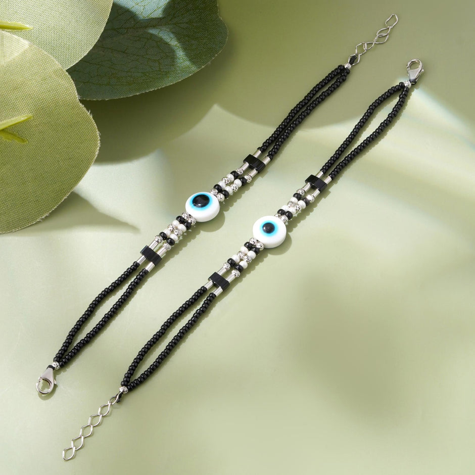 White Evil Eye Charms 925 Sterling Silver Kid's Bracelet