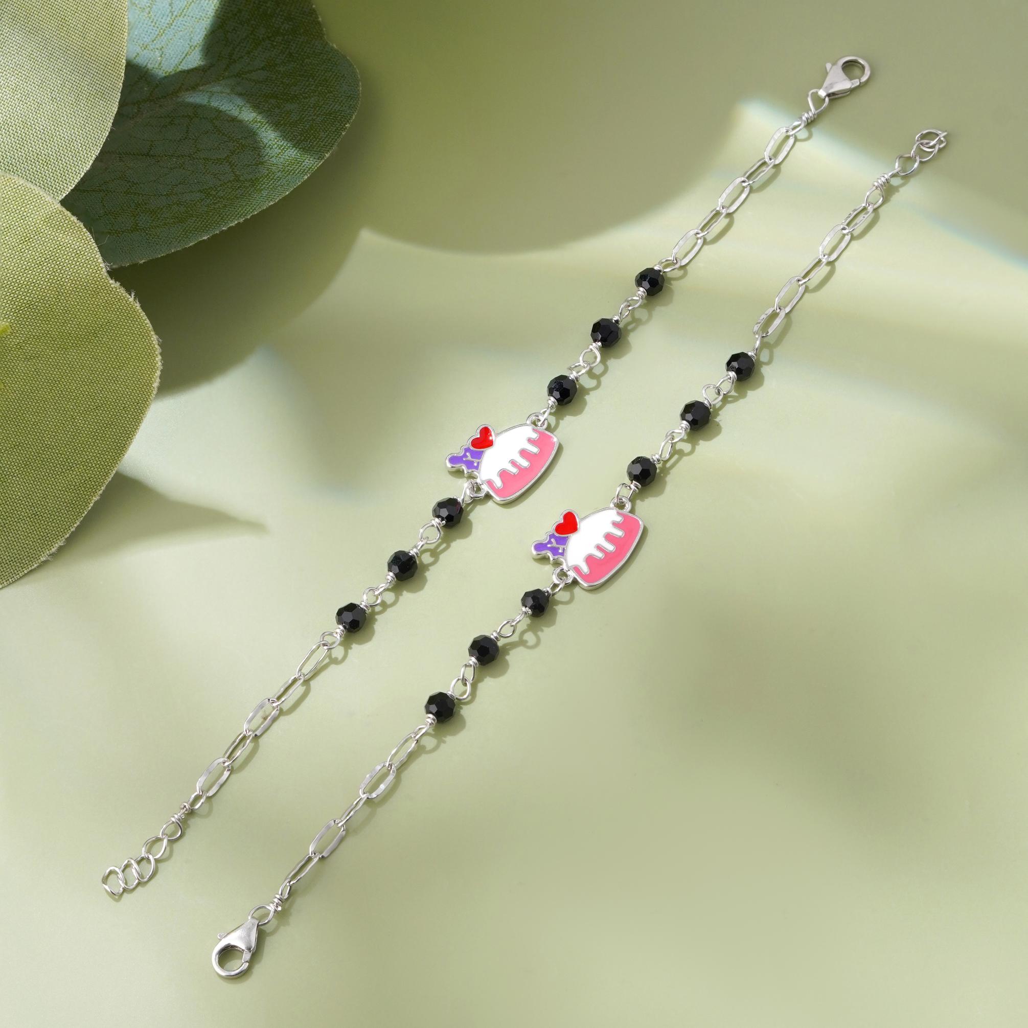 Royal Treat Cake Charm Diamond 925 Sterling Silver Kid's Bracelet