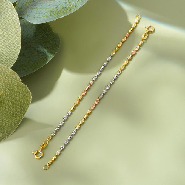 Trinity Tone Interlink Design 925 Sterling Silver Kid's Bracelet