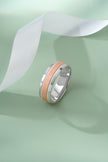 Modern Dual Finish Designer 925 Sterling Silver Rose Gold Couple Band for Men