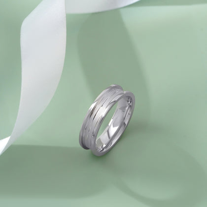 Dual Band Diamond Cut 925 Sterling Silver Couple Band for Women