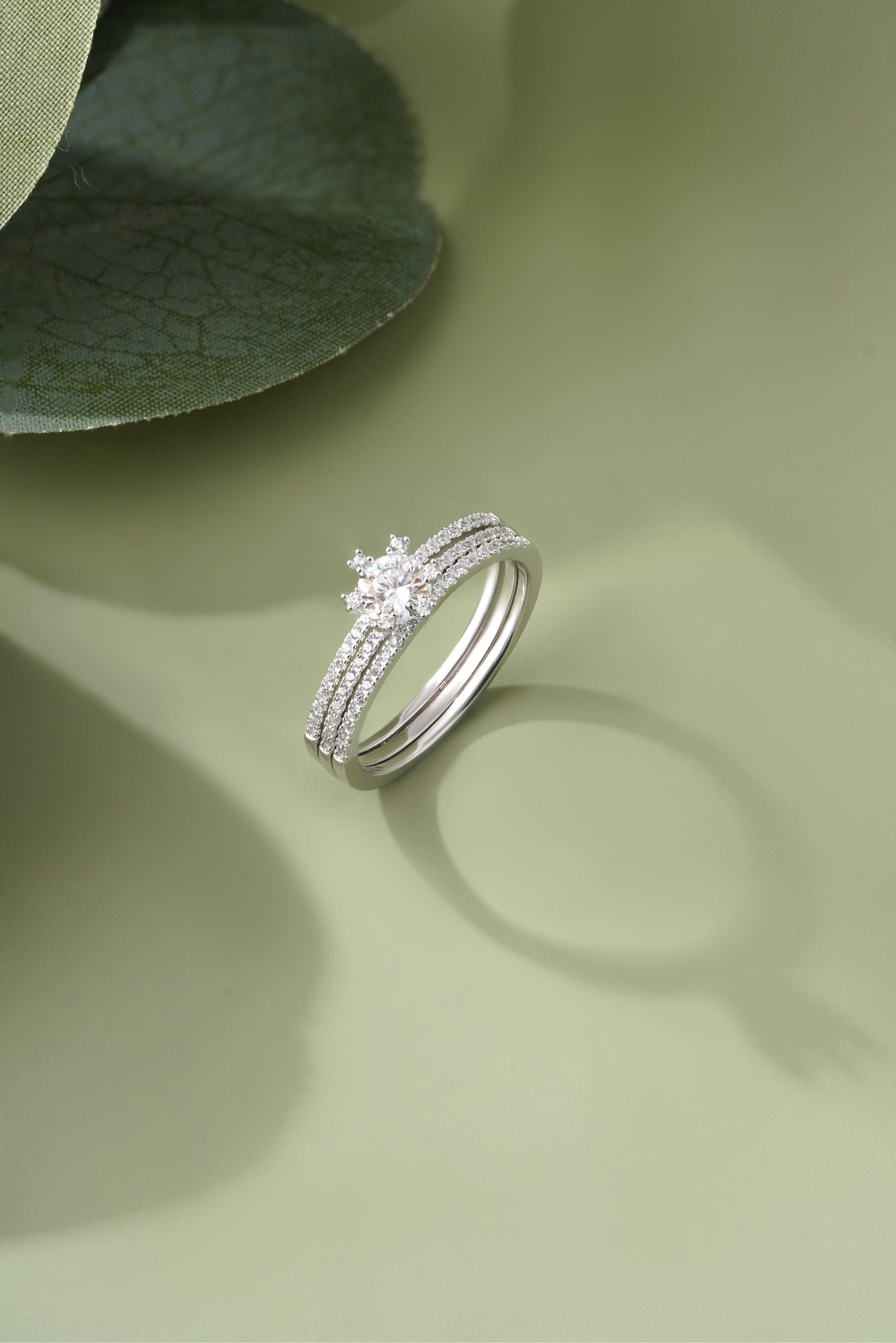 Floral Diamond Silver Ring