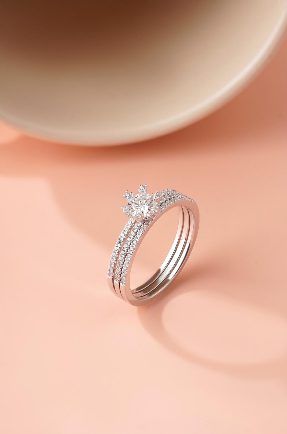 Floral Diamond Silver Ring